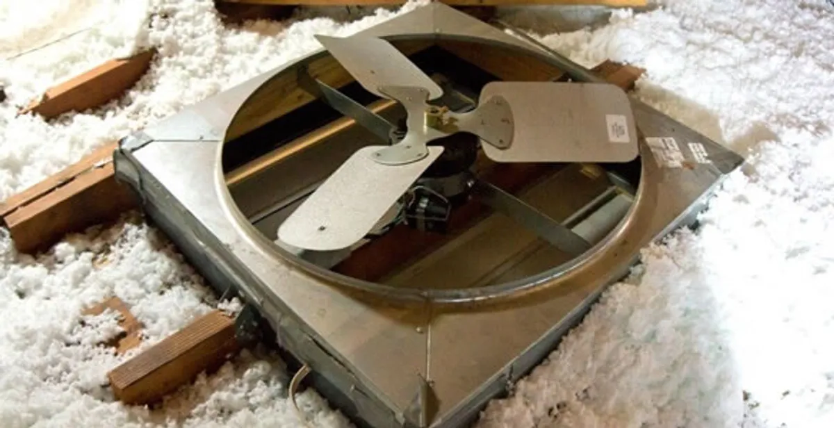 whole house fan installation services with attic-mounted ventilation unit in Bakersfield, CA